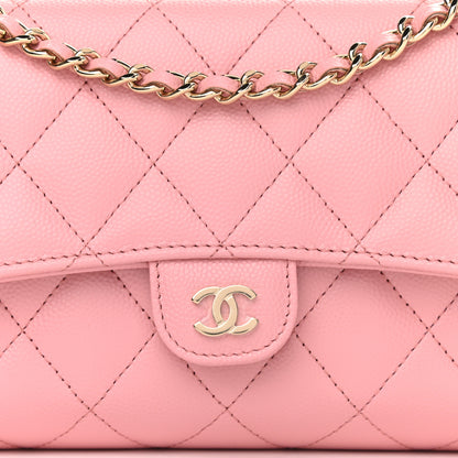 Chanel Caviar Quilted Phone Holder Wallet on Removable Chain Pink 9 of 12