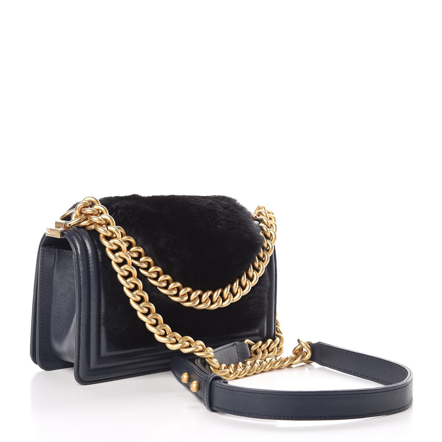 Chanel Orylag Rabbit Fur Calfskin Small Boy Flap Navy 3 of 7