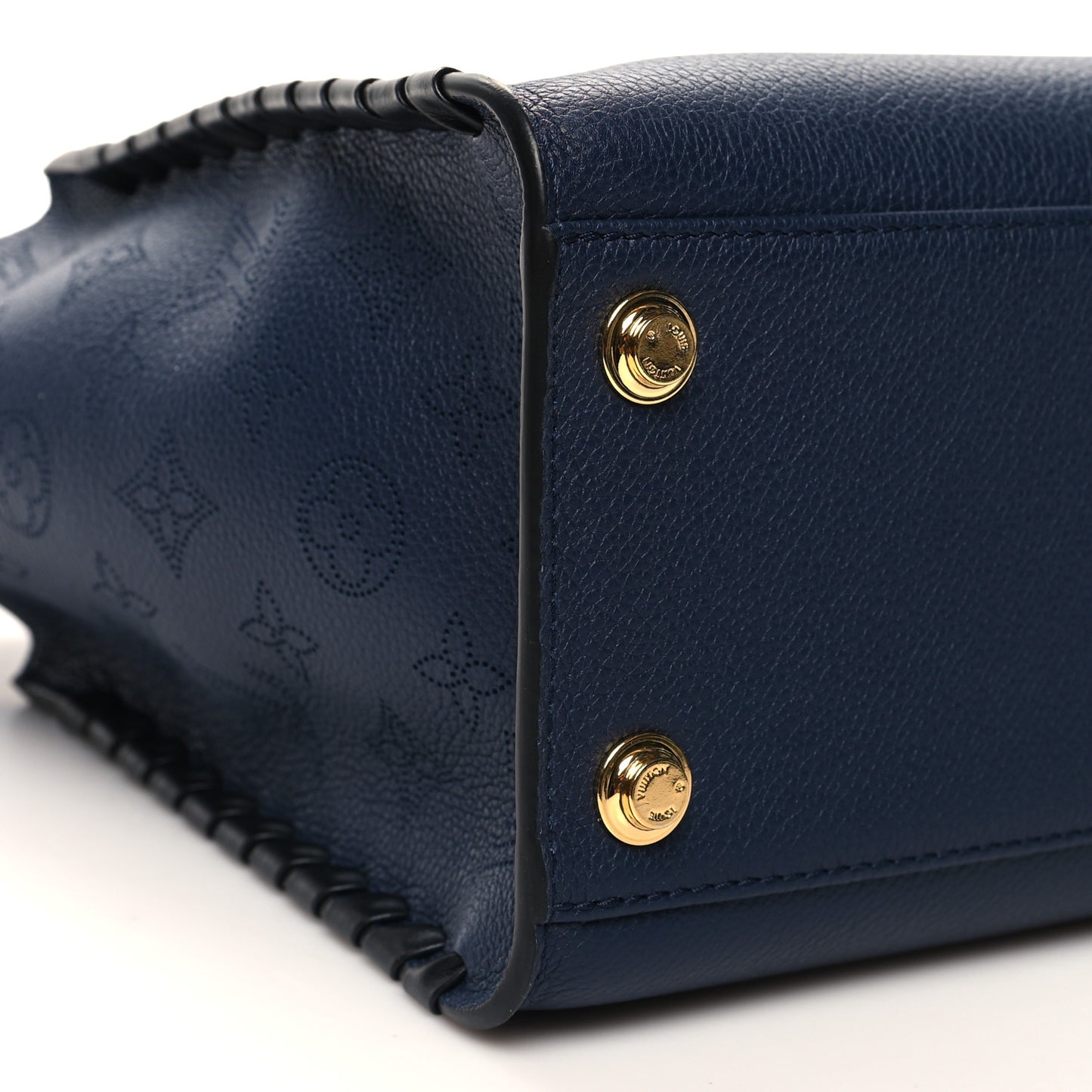 Calfskin Mahina Braided On My Side MM Navy Blue