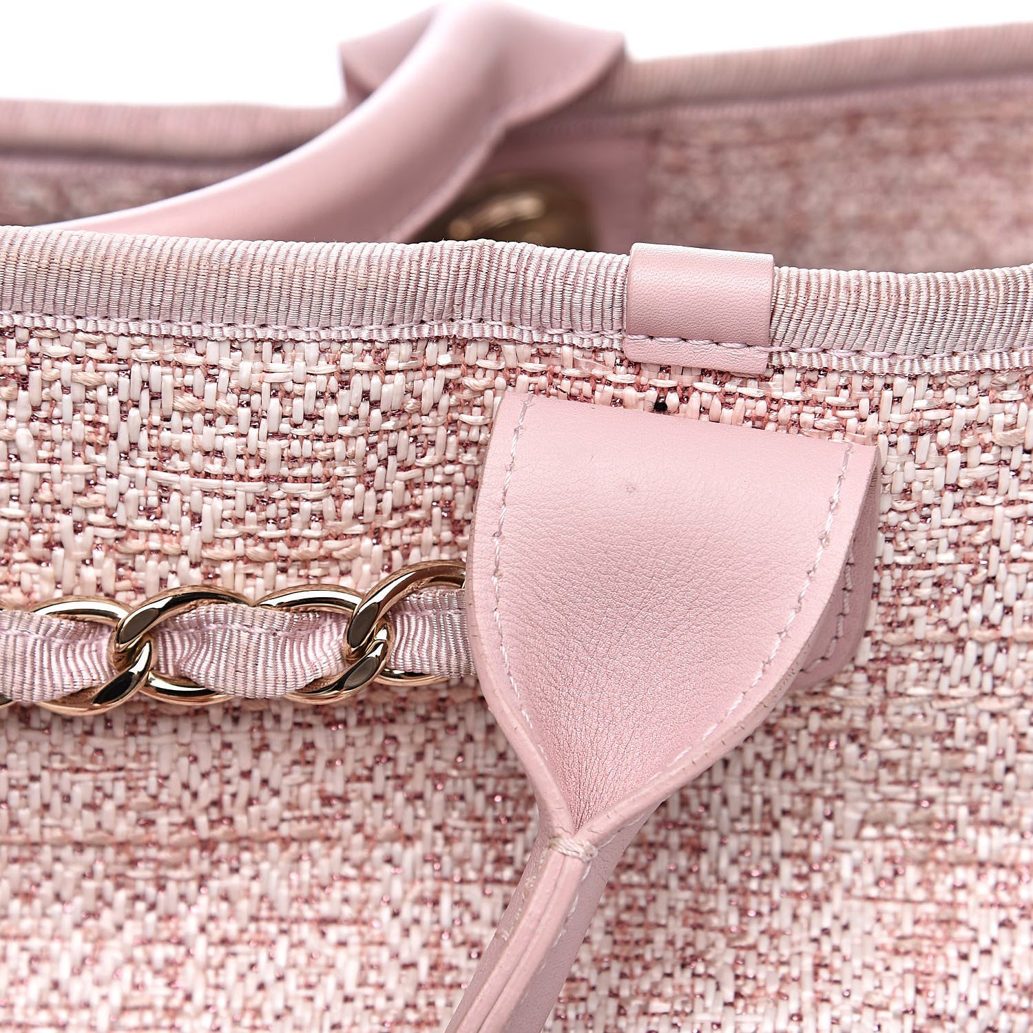 Chanel Straw Lurex Large Deauville Tote Pink 15 of 19