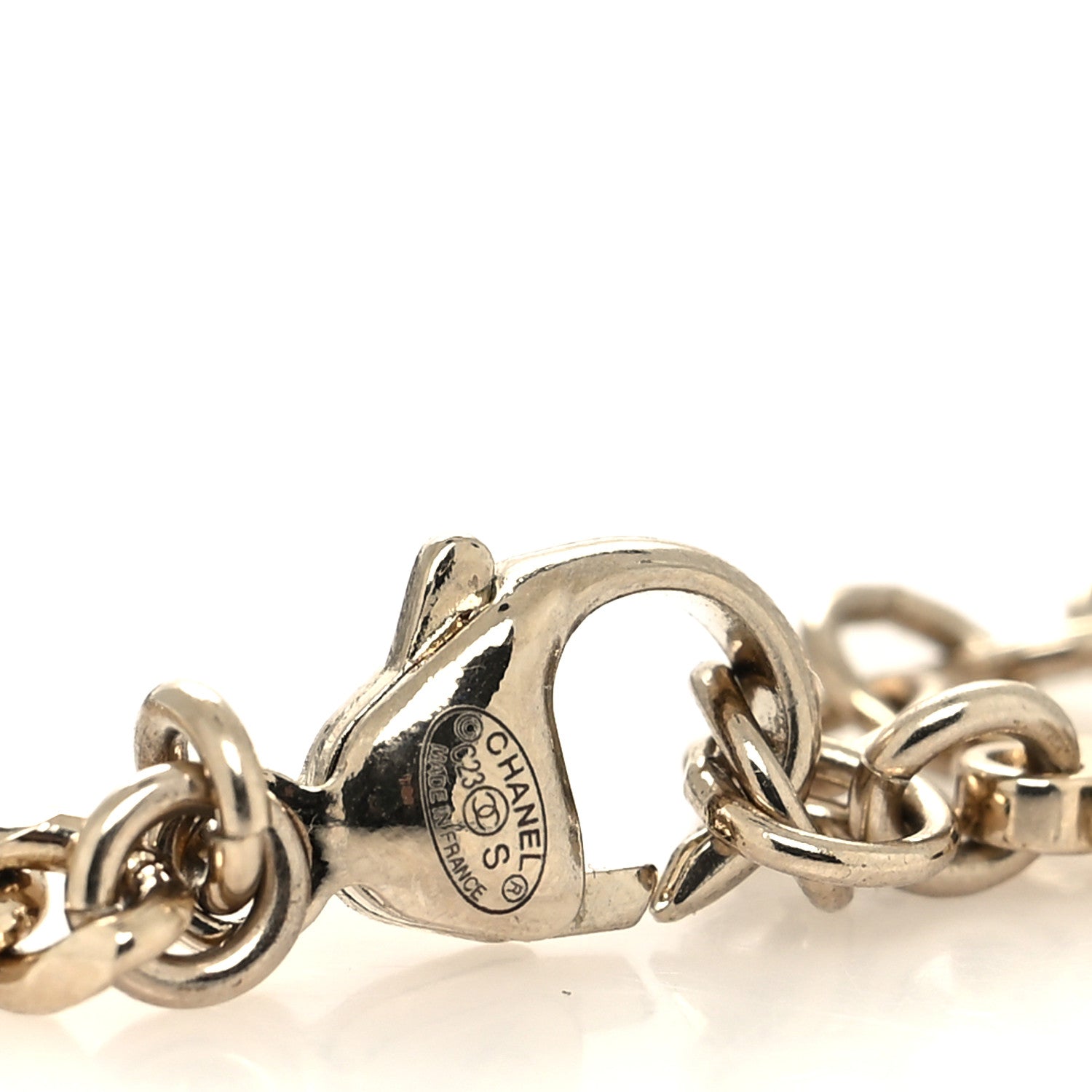 Chanel Crystal CC Clover Chain Bracelet Gold 4 of 5
