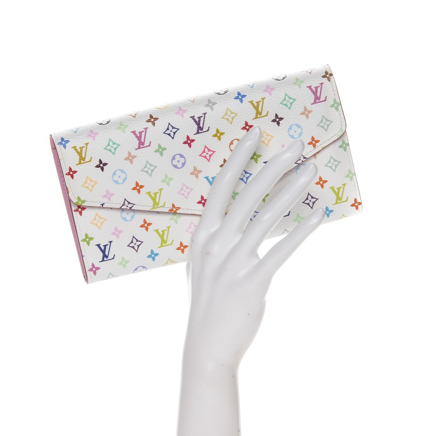 Louis Vuitton Monogram Multicolor Sarah Wallet NM White Litchi 2 of 6