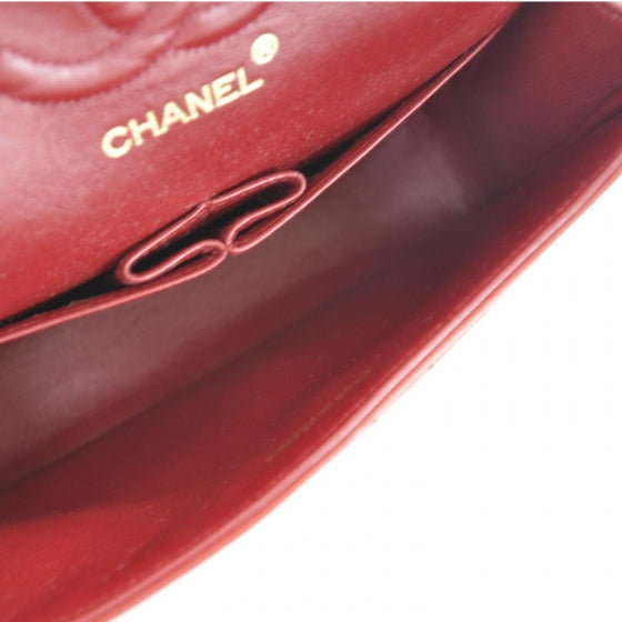 Lambskin Quilted Small Double Flap Red