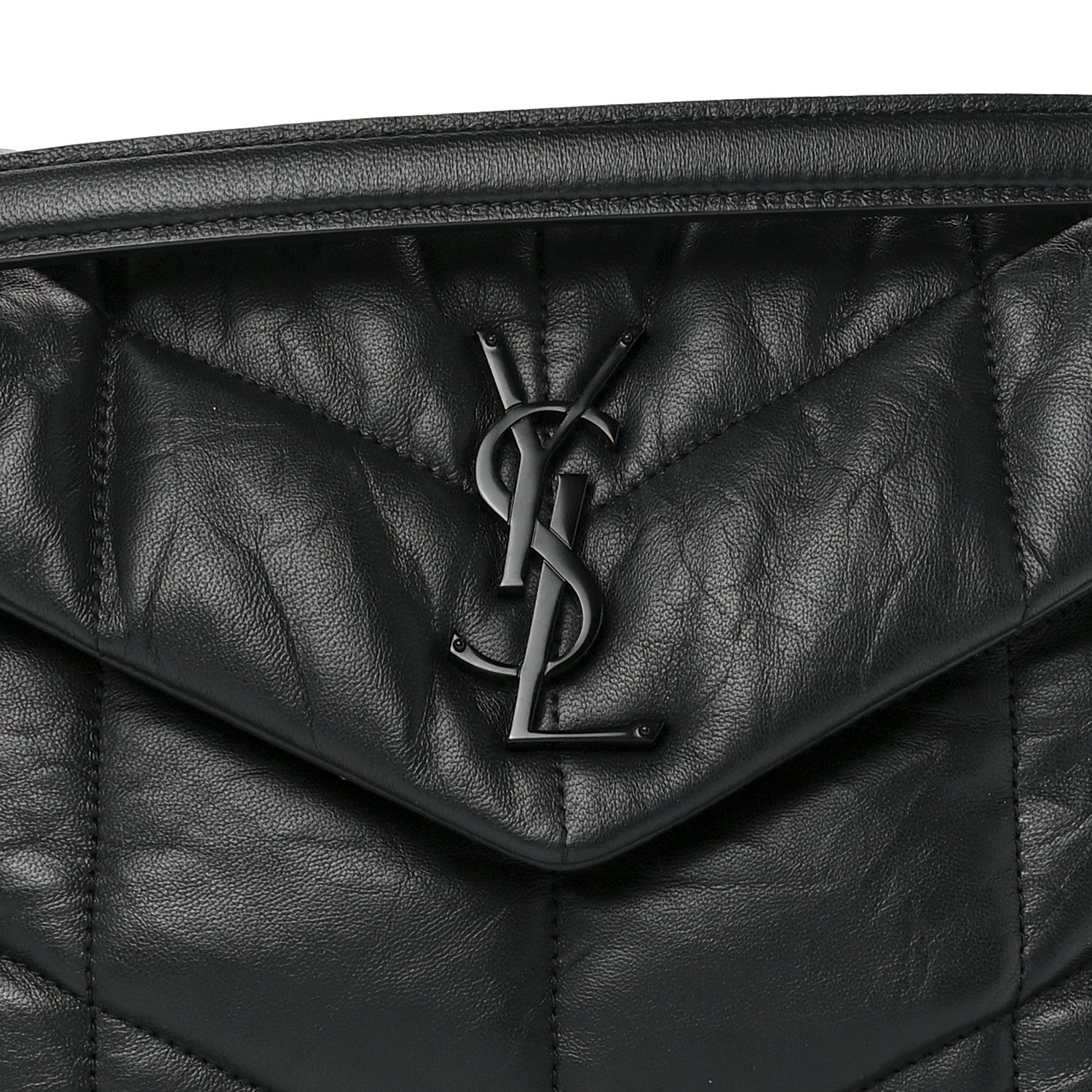 Saint Laurent Lambskin Quilted Small Loulou Puffer Monogram Chain Satchel Black 8 of 11