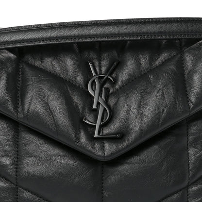 Saint Laurent Lambskin Quilted Small Loulou Puffer Monogram Chain Satchel Black 8 of 11