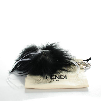Fendi Cuoio Romano Goat Fox Fur Metal Stitch Triangle Monster Eyes Cube Bag Charm Black White 5 of 5