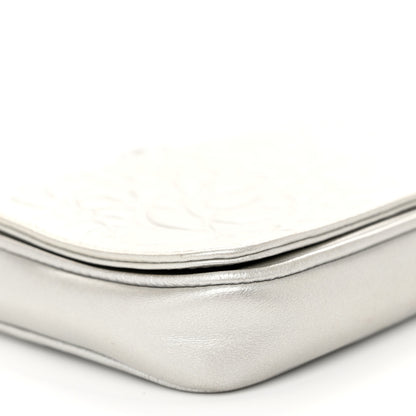 Chanel Metallic Lambskin Camellia Single Flap Silver 8 of 11
