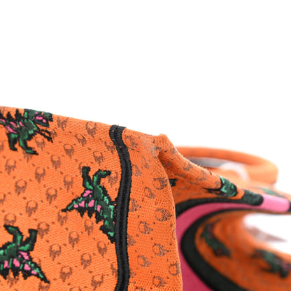 Christian Dior Canvas Embroidered Medium Dino Book Tote Orange Multicolor 8 of 8