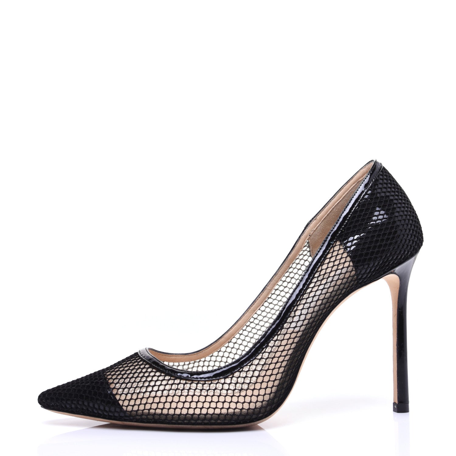 Jimmy Choo Mesh Patent Pointy Toe Romy 100 Pumps 40 Black 1 of 10