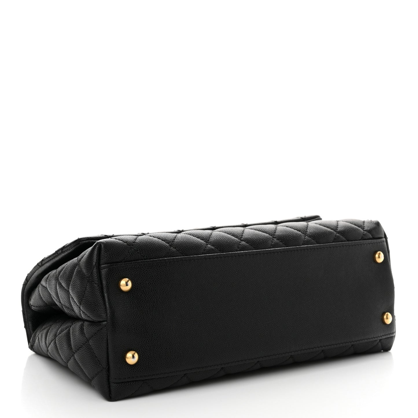 Caviar Lizard Quilted Small Coco Handle Flap Black