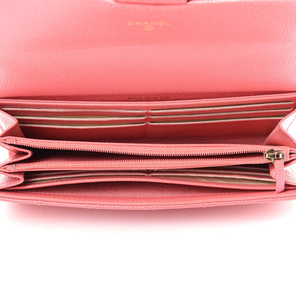 Chanel Caviar Quilted Large Gusset Flap Wallet Pink 5 of 9