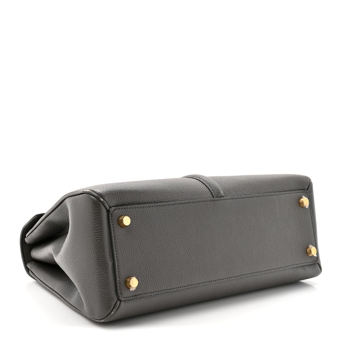 Grained Calfskin Classique Medium 16 Top Handle Bag Grey