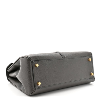 Celine Grained Calfskin Classique Medium 16 Top Handle Bag Grey 3 of 12