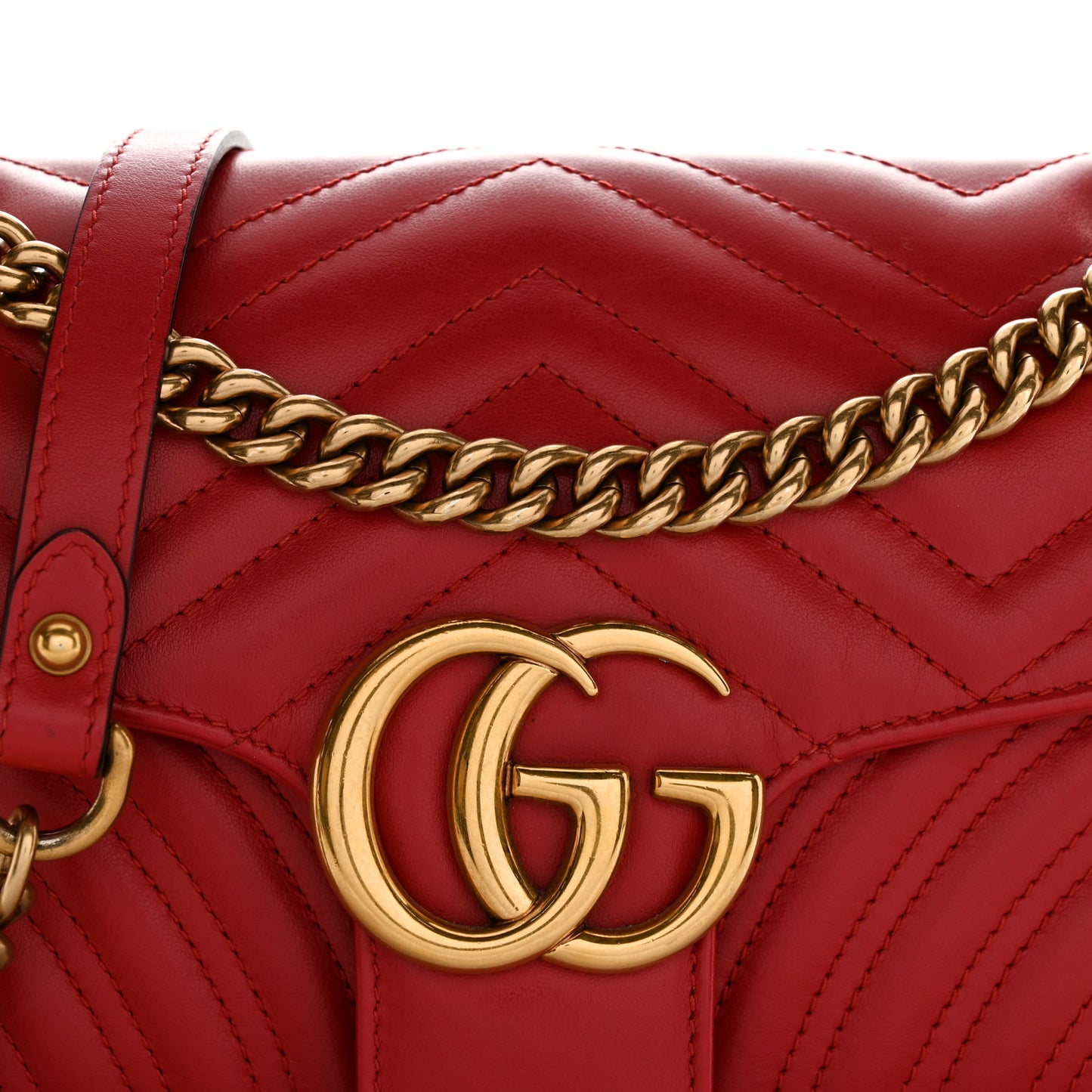 Calfskin Matelasse Small GG Marmont Shoulder Bag Hibiscus Red