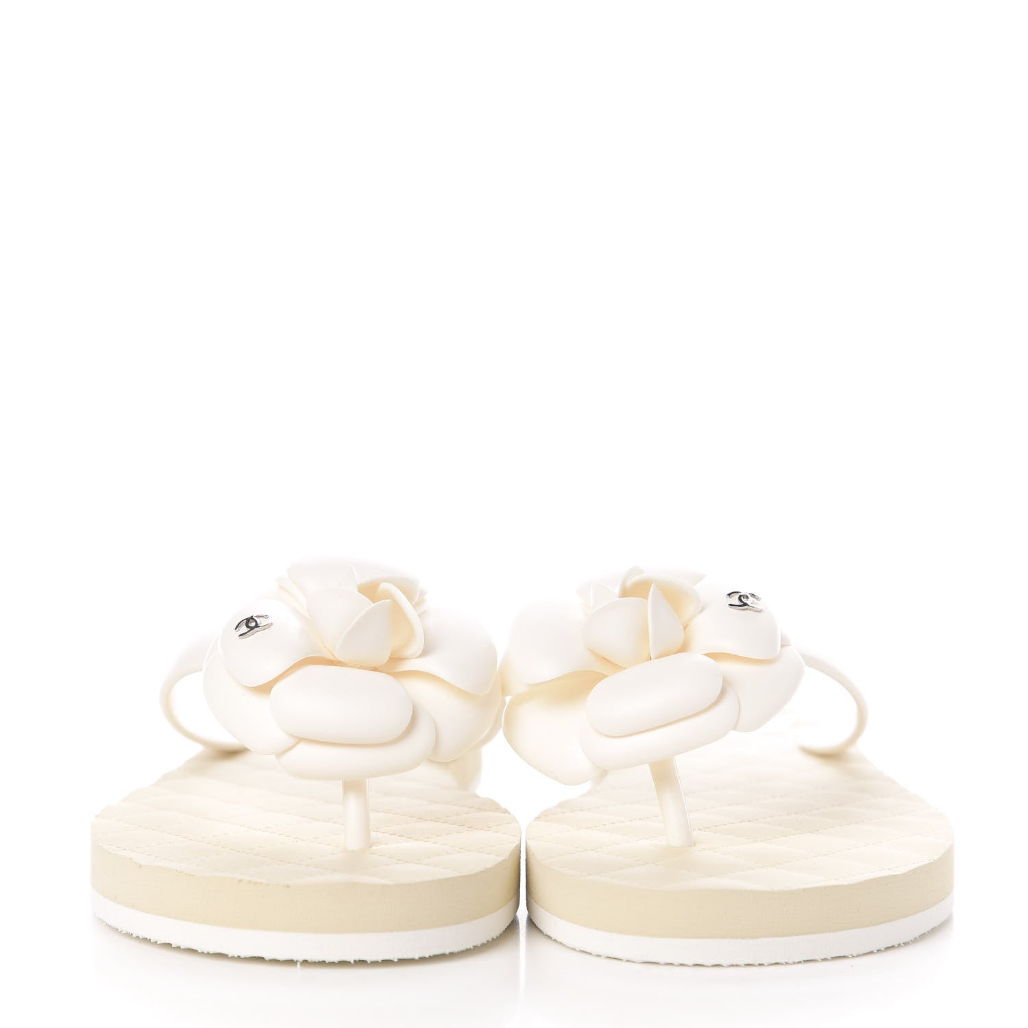 Chanel PVC Camellia Thong Sandals 38 Ivory 2 of 8