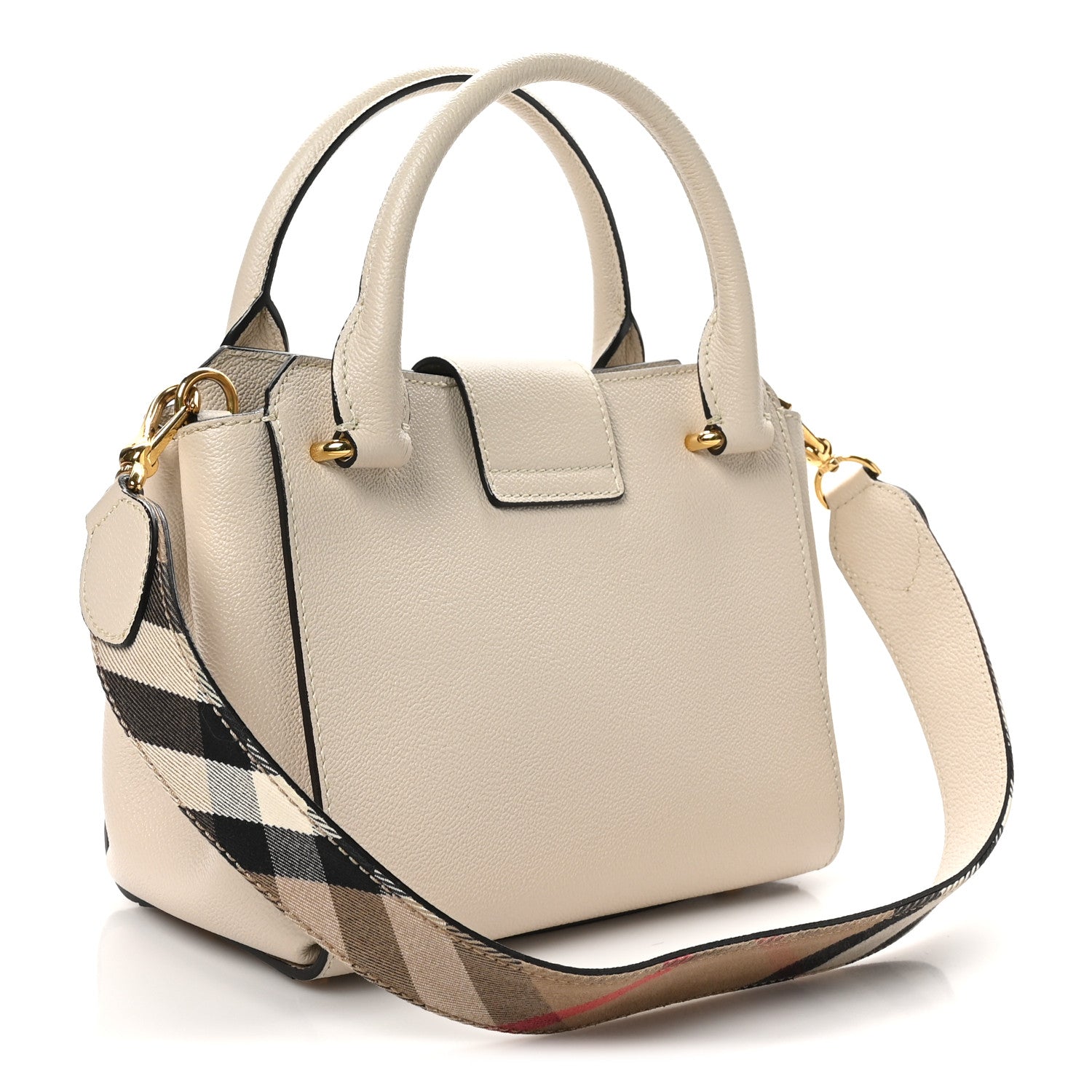 Burberry Soft Grain Calfskin Small Buckle Tote Limestone 3 of 9