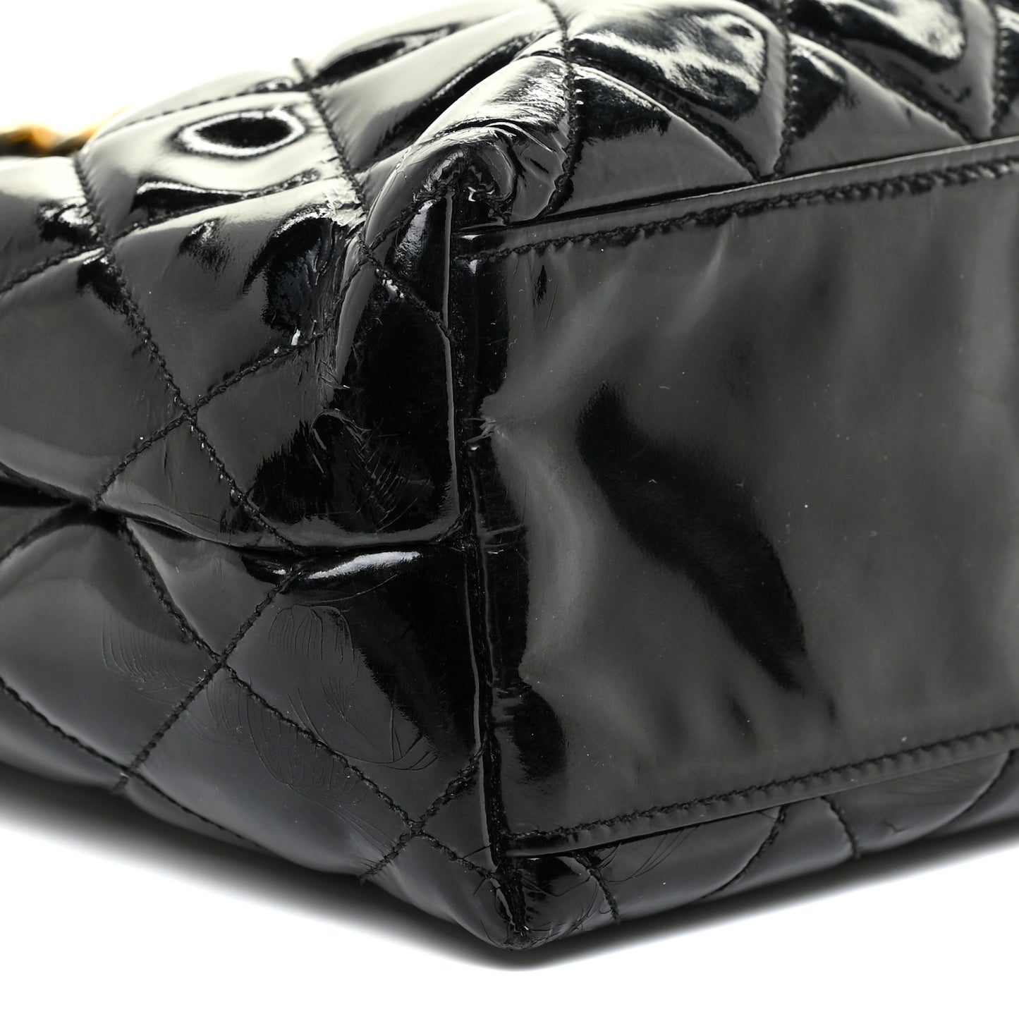 Patent Quilted Tote Black