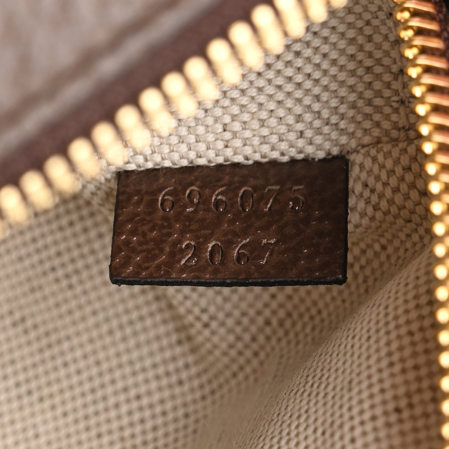 Gucci Monogram Jumbo GG Textured Dollar Calfskin Web Mini Crossbody Bag Camel Ebony New Acero 7 of 10