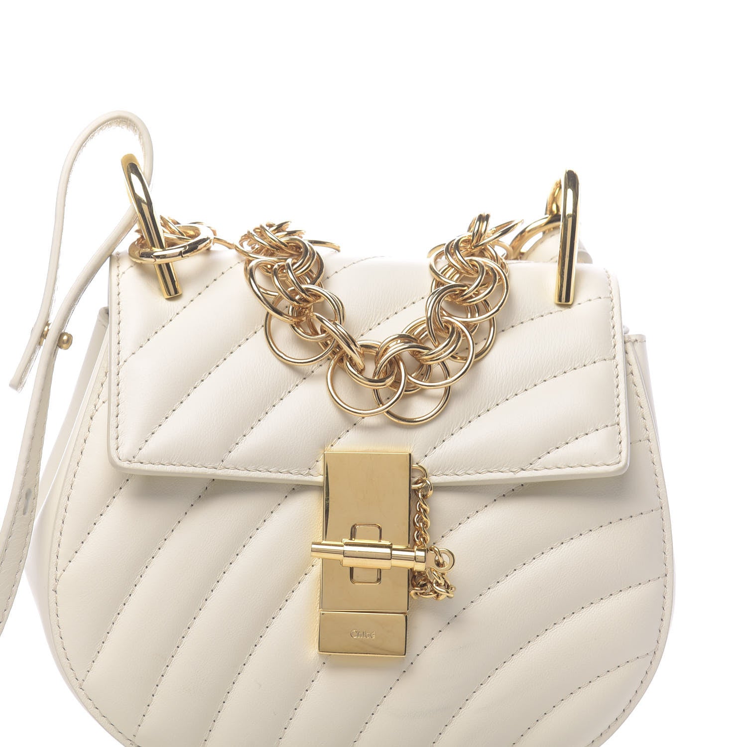 Chloe Calfskin Quilted Mini Drew Bijou Shoulder Bag Natural White 10 of 10