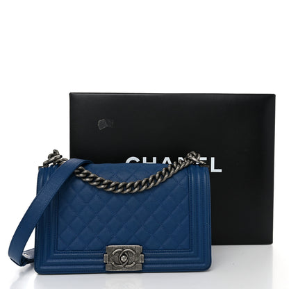Chanel Caviar Quilted Medium Boy Flap Blue 11 of 11