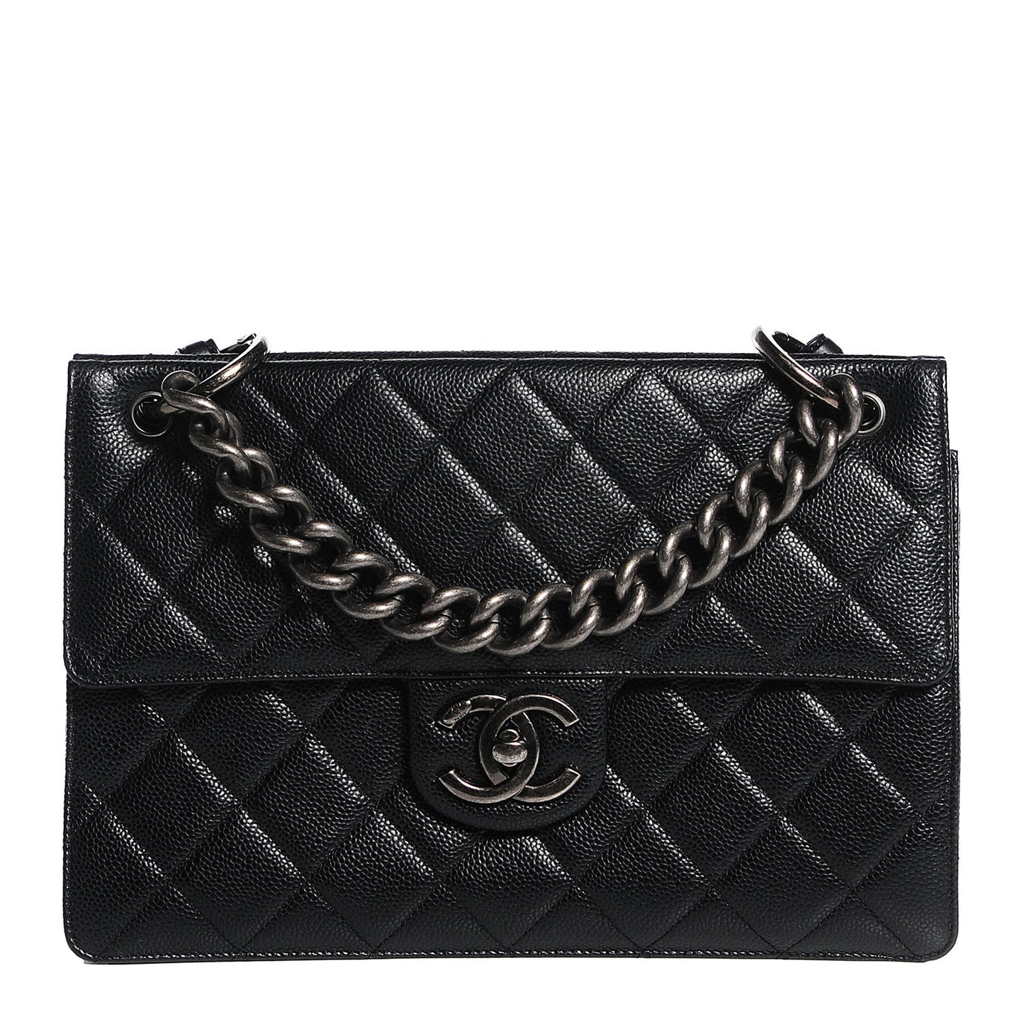Caviar Quilted Large Retro Class Flap Black