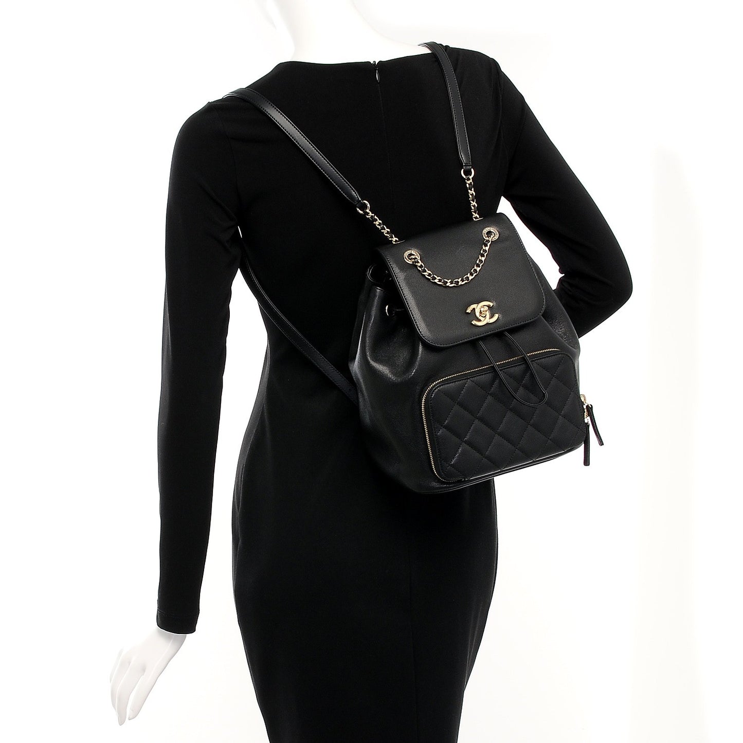 Caviar Quilted Business Affinity Backpack Black