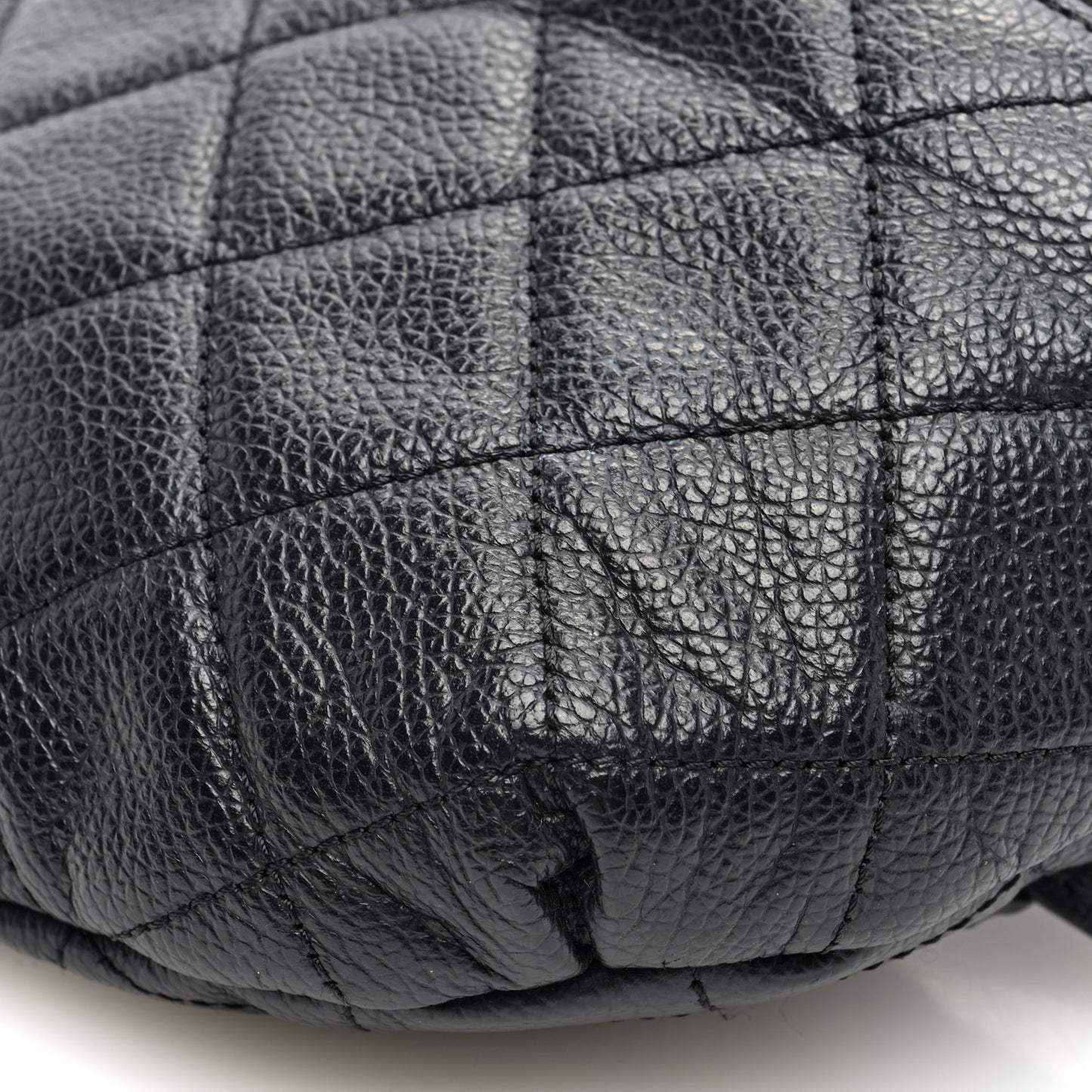Grained Calfskin Quilted Waist Belt Bag Black