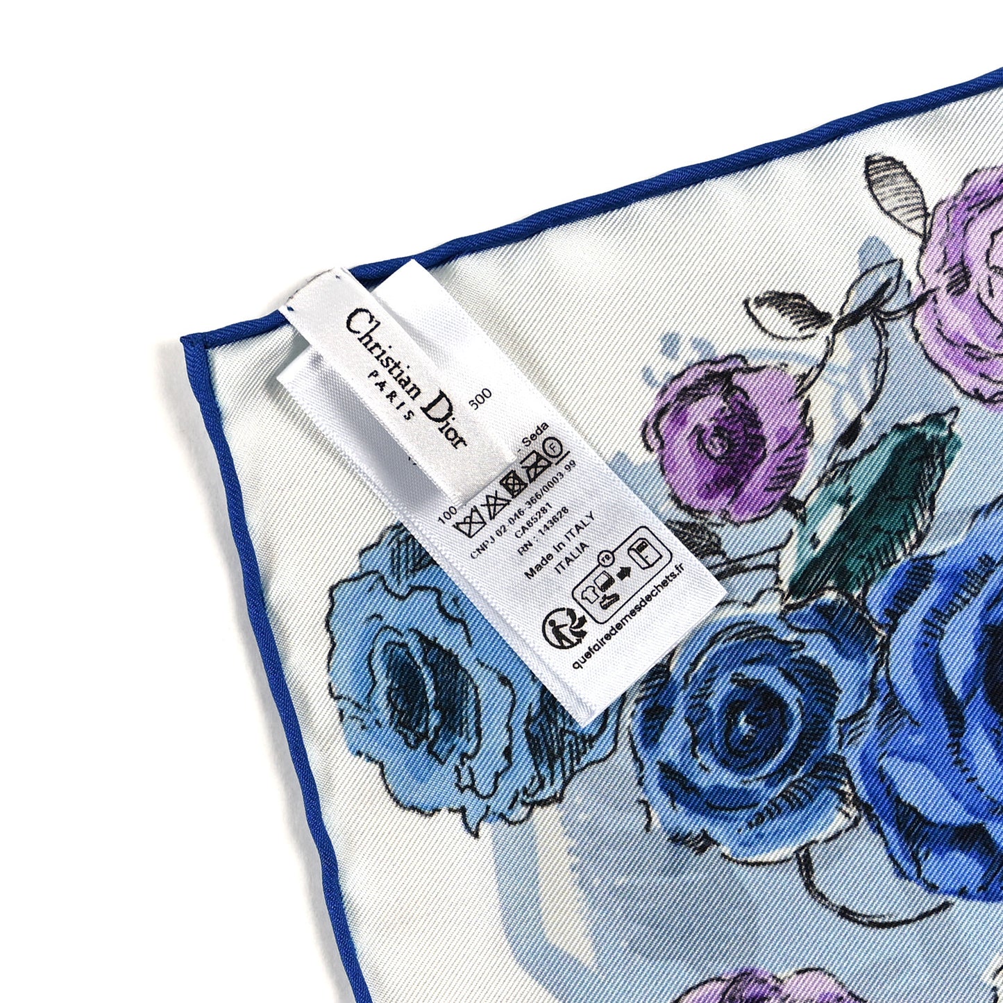 Silk Florilegio 90 Square Scarf Blue Multicolor