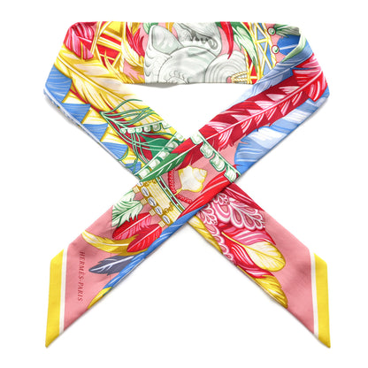 Hermes Silk La Danse Pacifique Twilly Vieux Rose Bleu Vert 1 of 6