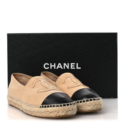 Chanel Lambskin CC Espadrilles 37 Beige Black 15 of 15