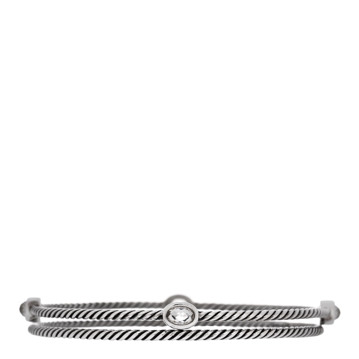 DAVID YURMAN Sterling Silver Crystal Color Classics Cable Bangle Bracelet Set of 2