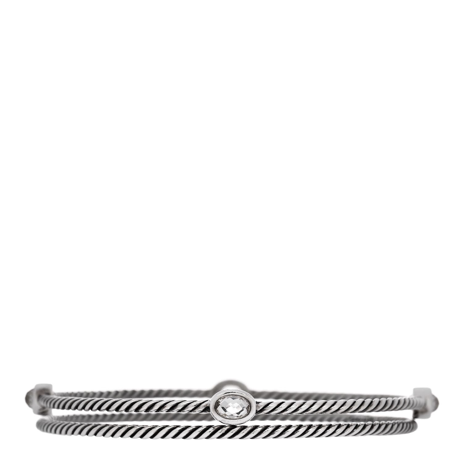 David Yurman DAVID YURMAN Sterling Silver Crystal Color Classics Cable Bangle Bracelet Set of 2 1 of 4
