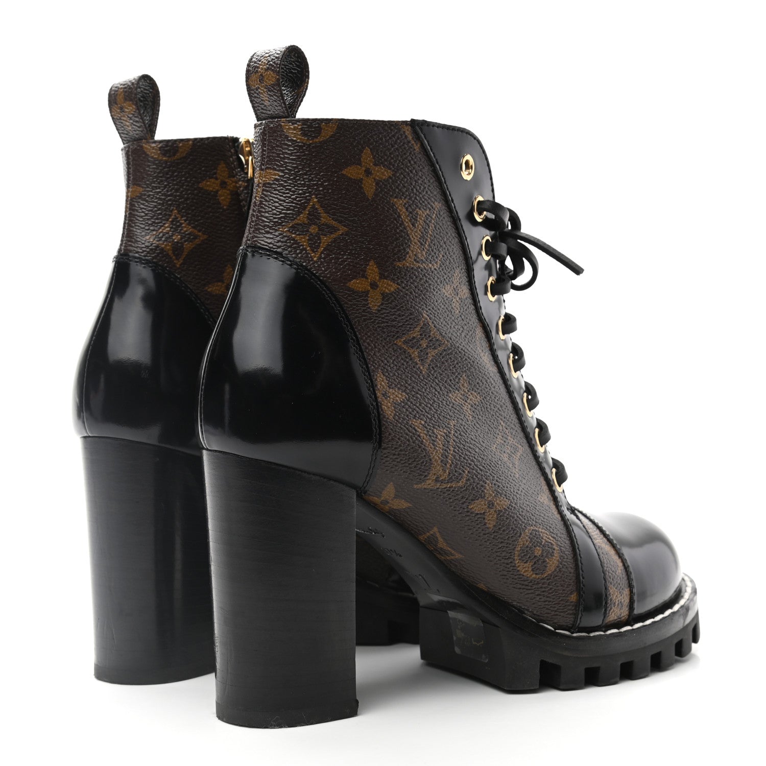 Louis Vuitton Patent Calfskin Monogram Star Trail Ankle Boots 37.5 Black 4 of 12
