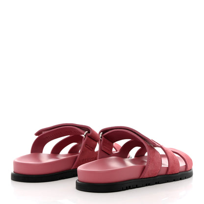 Hermes Suede Goatskin Womens Chypre Sandals 36.5 Rose Aphrodite 4 of 9