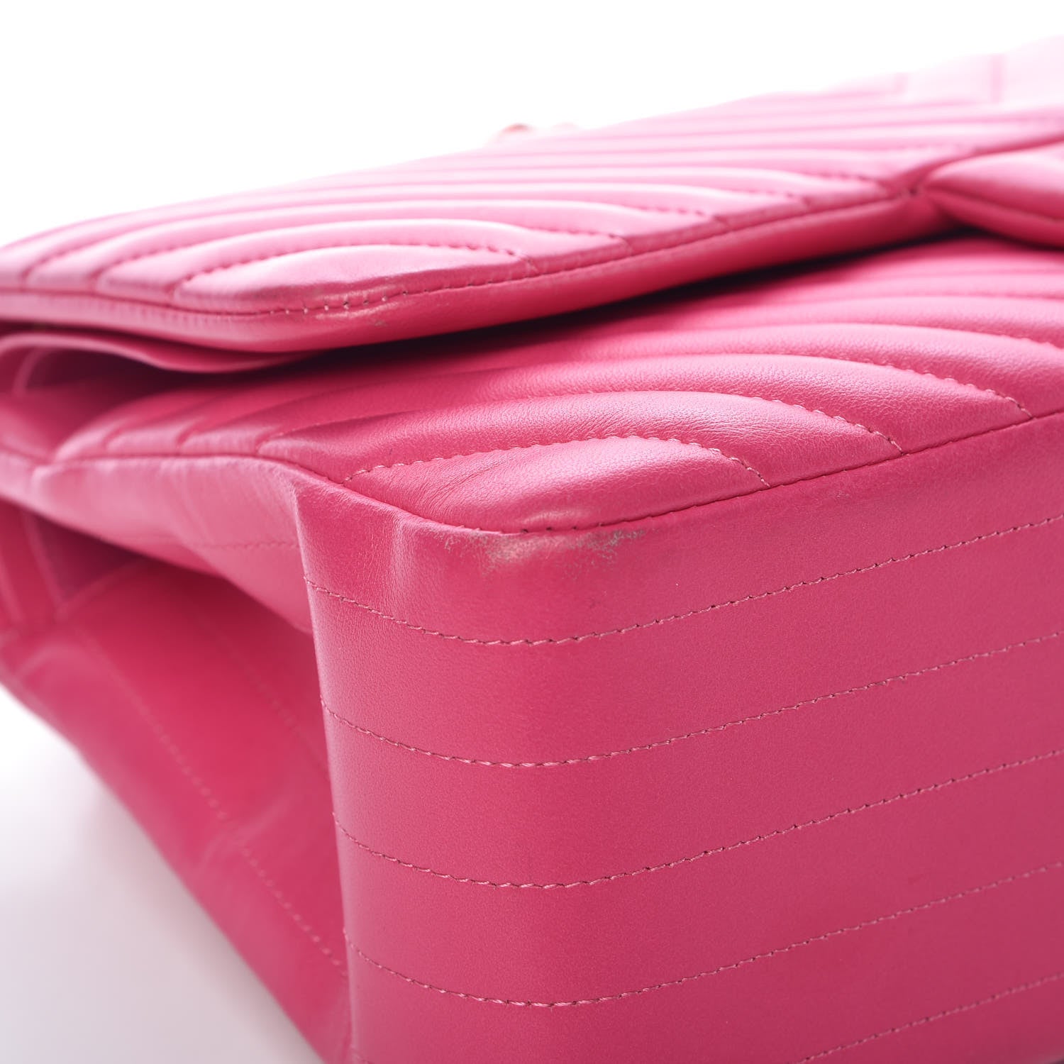 Chanel Lambskin Chevron Quilted Jumbo Double Flap Pink 11 of 17