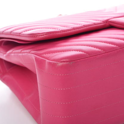 Chanel Lambskin Chevron Quilted Jumbo Double Flap Pink 11 of 17