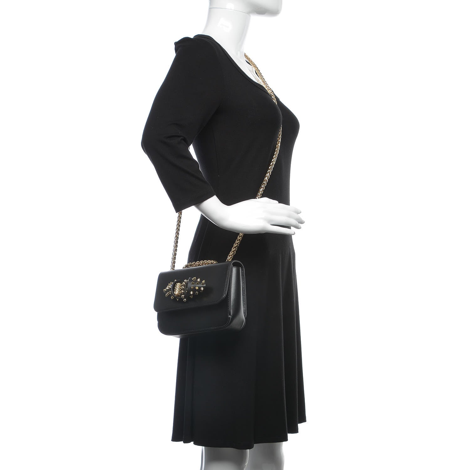 Christian Louboutin Calfskin Baby Sweety Charity NV Shoulder Bag Black 2 of 7