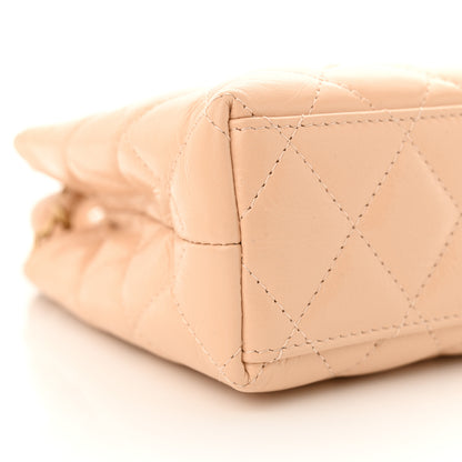 Chanel Shiny Aged Calfskin Quilted Nano Kelly Shopper Beige 9 of 10