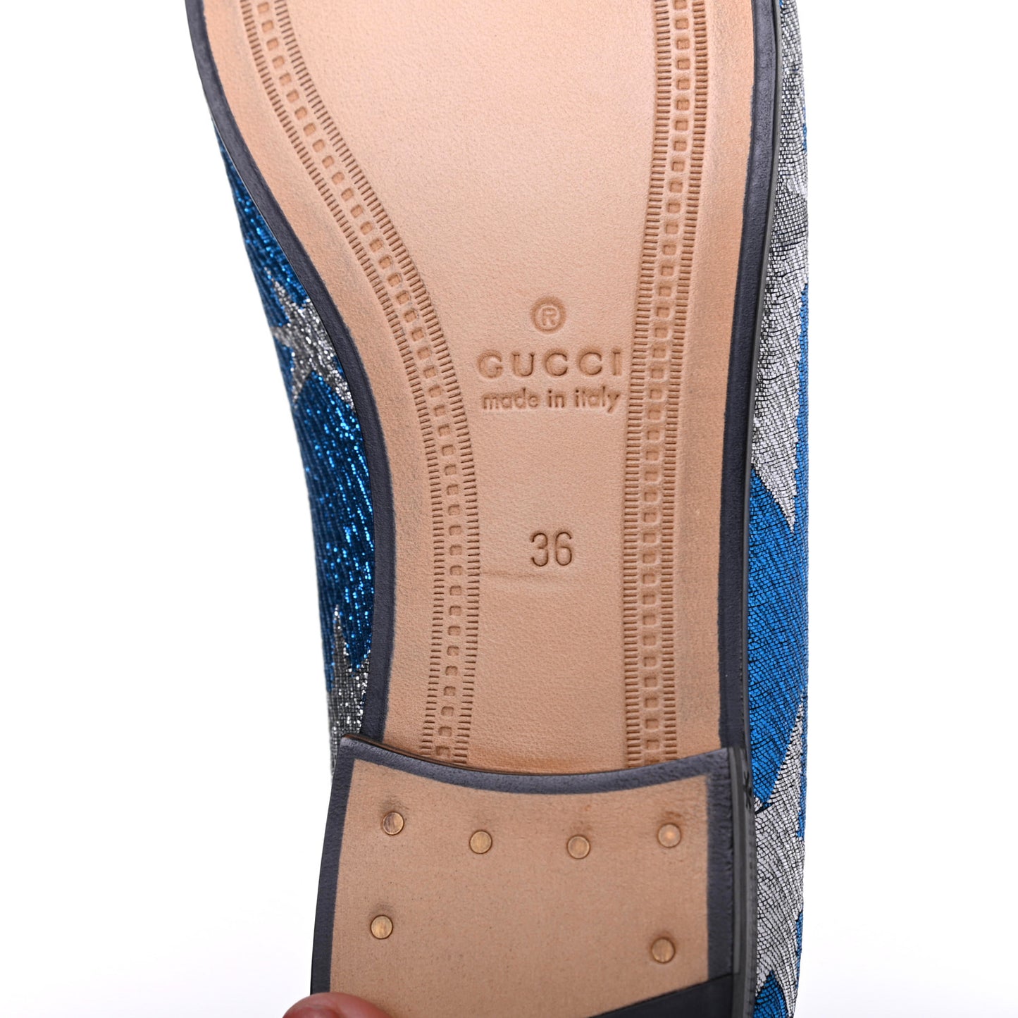 Lurex Calfskin Starry Sky Womens Jordaan Loafers 36 Bluette Silver