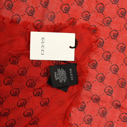 Gucci Modal Silk Twill GG Hamlet Square Scarf Flame Blue 3 of 4