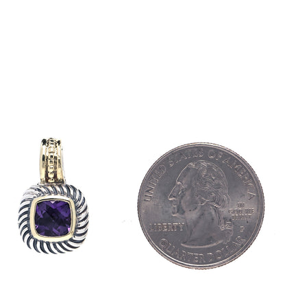 David Yurman Sterling Silver 14K Yellow Gold Amethyst 7mm Albion Enhancer Pendant 2 of 4