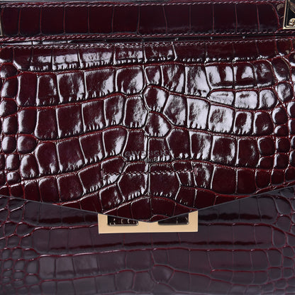 Givenchy Calfskin Crocodile Embossed Small Mystic Shoulder Bag Eggplant 10 of 10