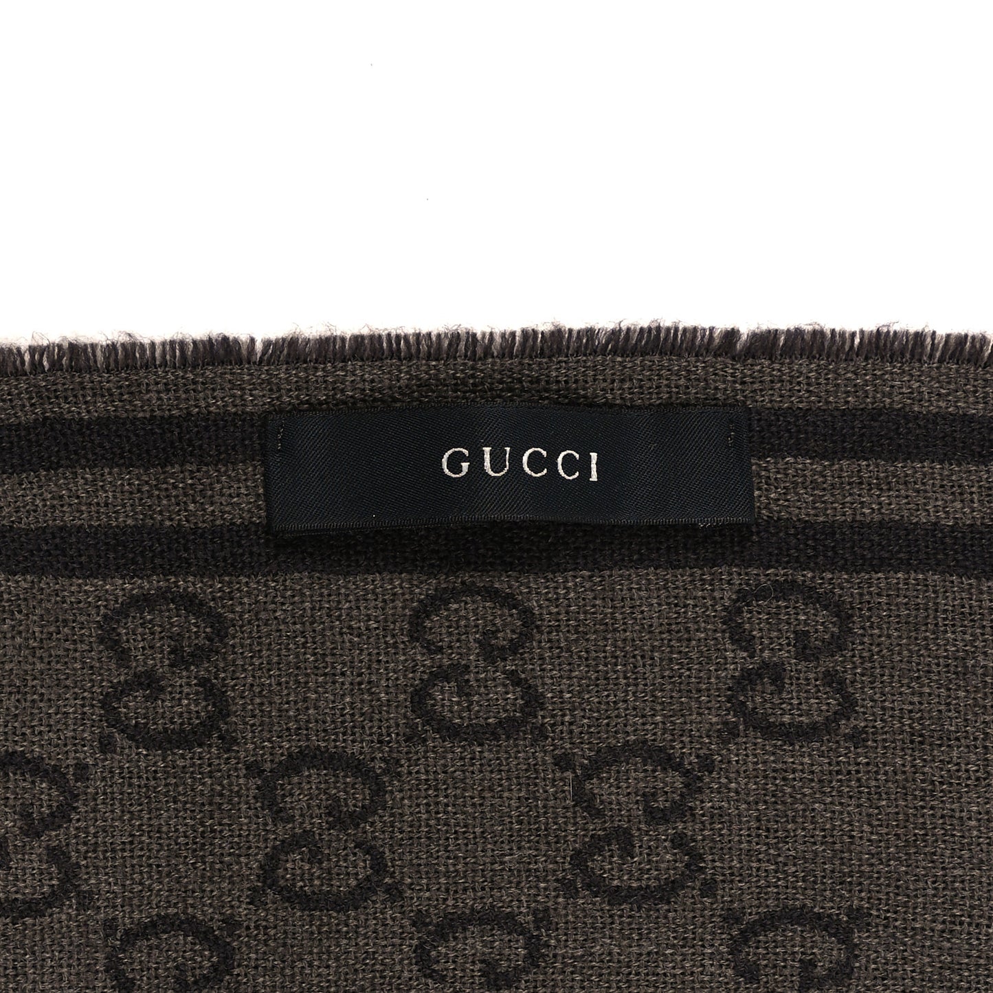 Wool GG Monogram Fringe Scarf Brown