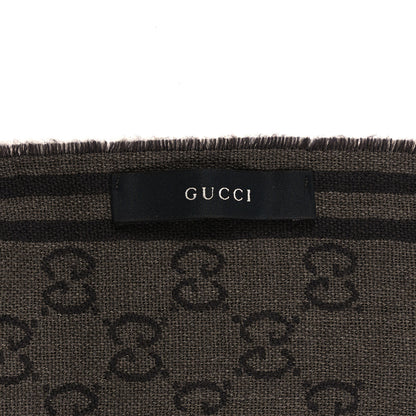 Gucci Wool GG Monogram Fringe Scarf Brown 3 of 3