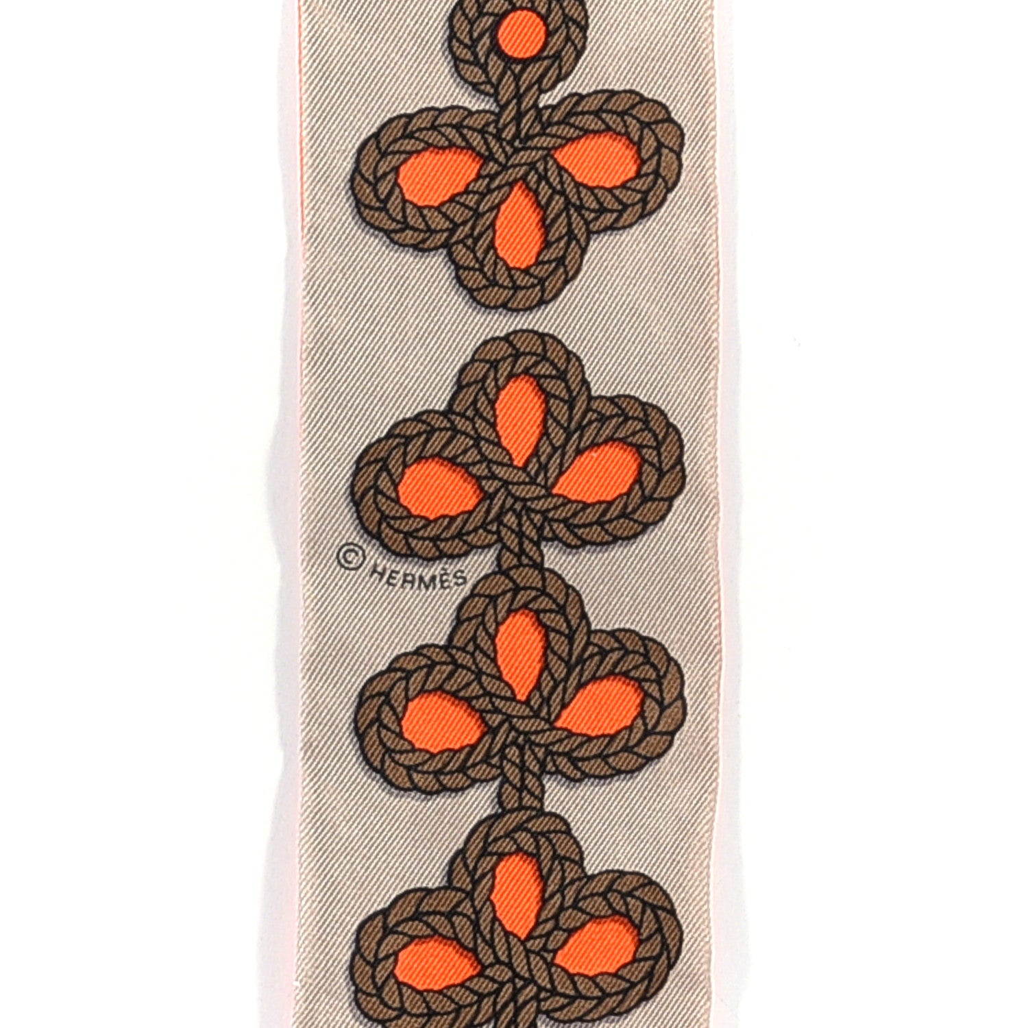 Hermes Silk Galons Et Brandebourg Twilly Orange Mastic Bronze 3 of 4