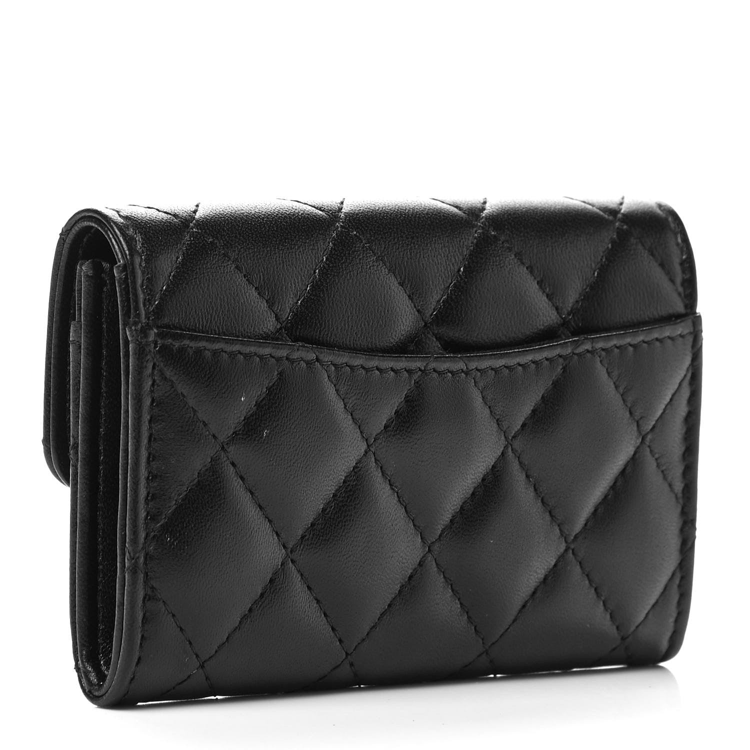 Chanel Lambskin Quilted Flap Card Holder Wallet So Black 3 of 7