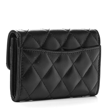Chanel Lambskin Quilted Flap Card Holder Wallet So Black 3 of 7