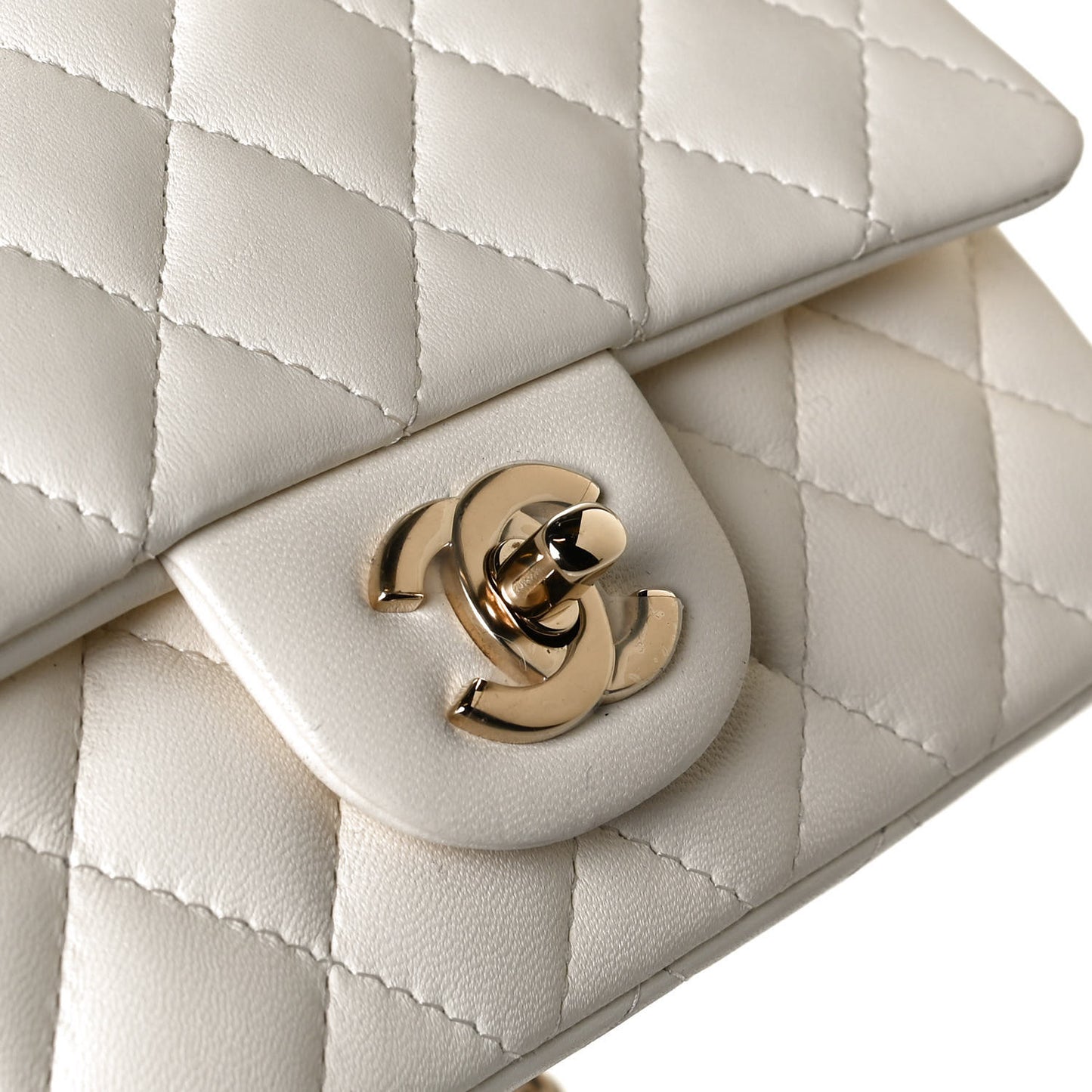 Lambskin Quilted Mini Rectangular Flap White