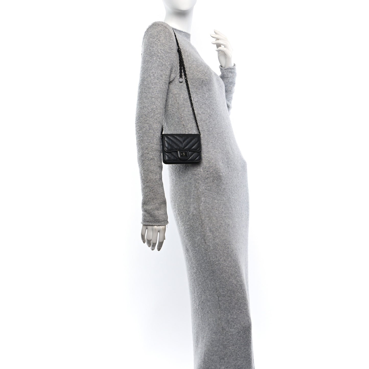 Aged Calfskin Chevron Quilted Reissue Belt Bag Black