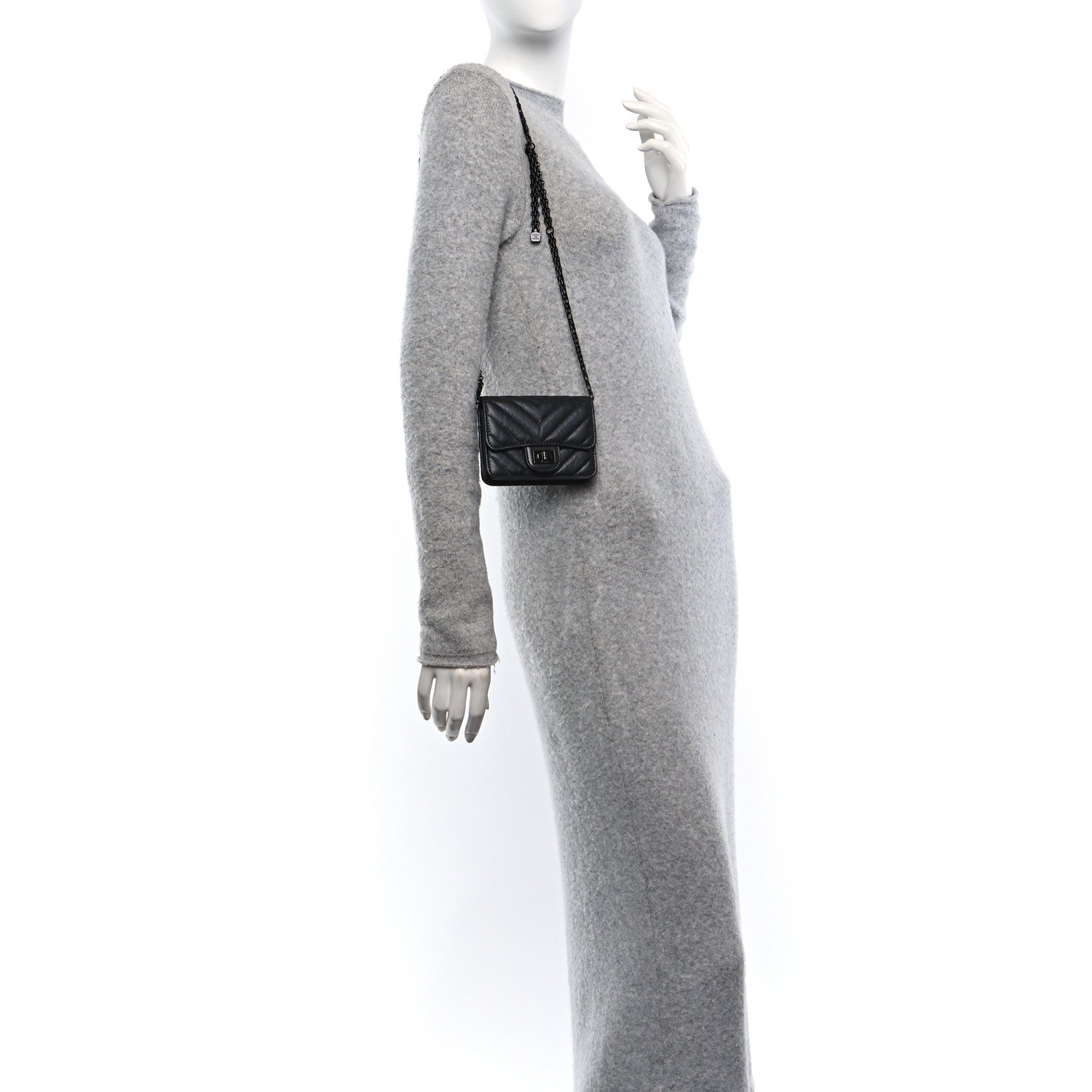 Chanel Aged Calfskin Chevron Quilted Reissue Belt Bag Black 3 of 11